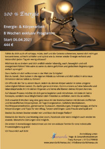 "100% Energie" mit Tracy (Dienstags, 8 x ab 6.4.2021 nach Vereinbarung) @ felxibel ZOMM, Facebook...